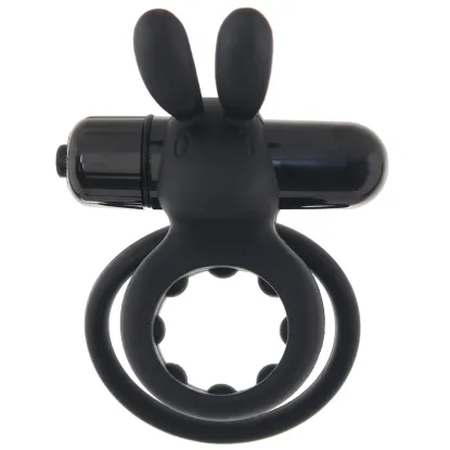 Vibrating Rabbit Double Cock Ring Black