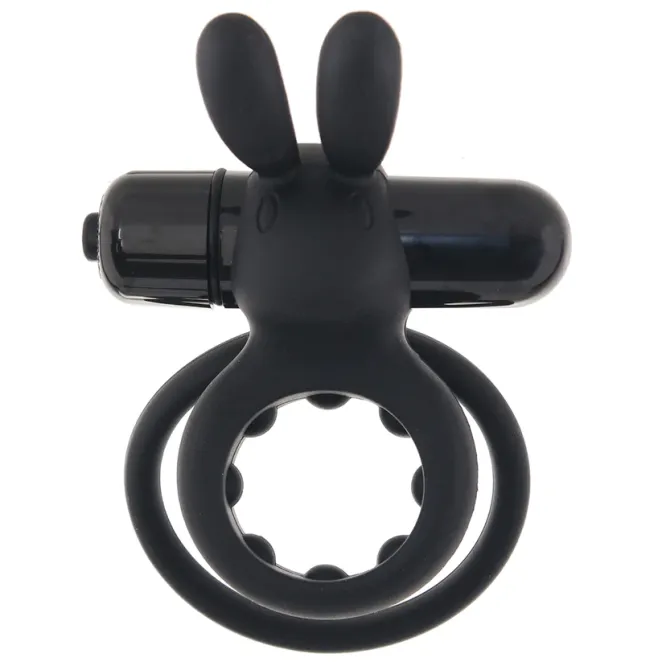 Vibrating Rabbit Double Cock Ring Black