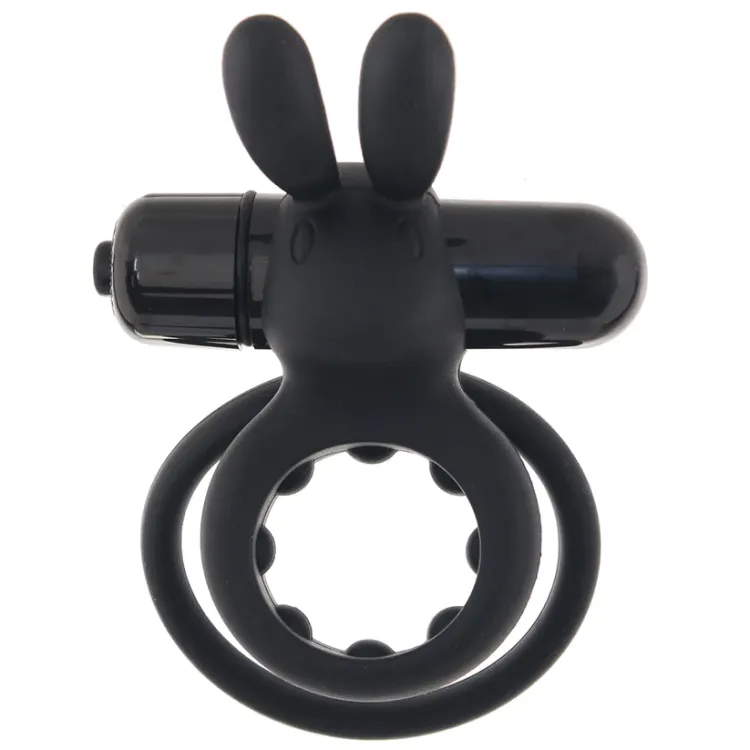 Vibrating Rabbit Double Cock Ring Black Vibrating Rabbit Double Cock Ring Black