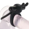Vibrating Rabbit Double Cock Ring Black Vibrating Rabbit Double Cock Ring Black