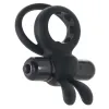 Vibrating Rabbit Double Cock Ring Black Vibrating Rabbit Double Cock Ring Black