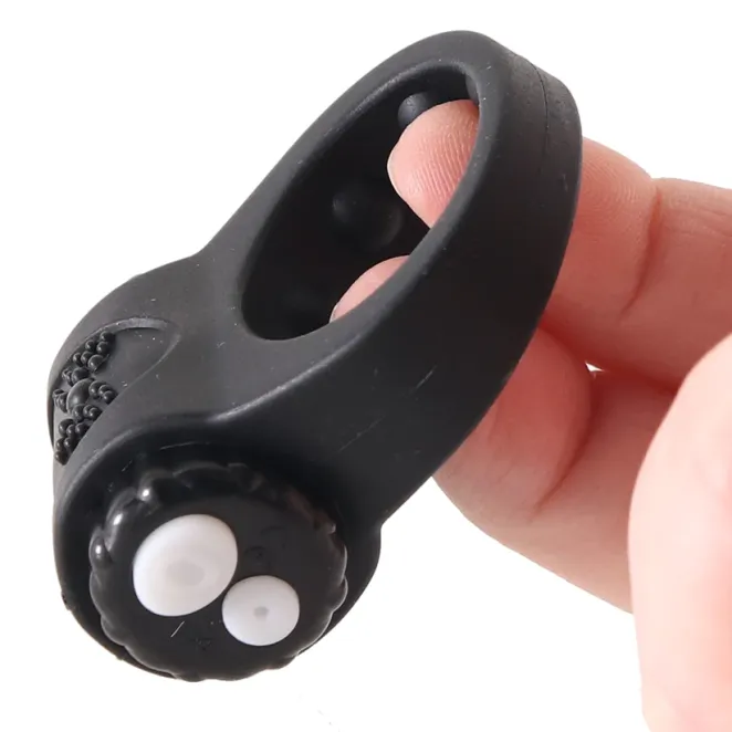 Vibrating Silicone Cock Ring Black
