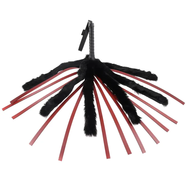 Faux Fur Flogger with Faux Leather Strands Faux Fur Flogger with Faux Leather Strands