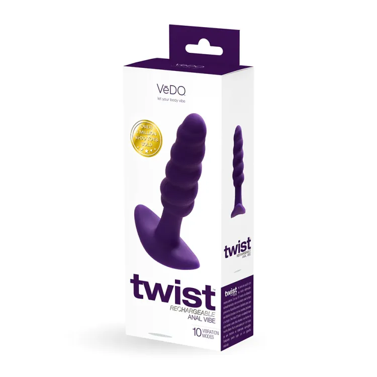 Anal VeDO Twist Silicone Vibrating Butt Plug Purple Anal VeDO Twist Silicone Vibrating Butt Plug Purple