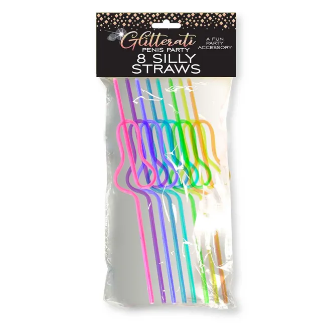Glitterati Penis Party Silly Straws 8-Pack (84998) | SlipDix.com