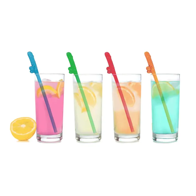 Super Fun Penis Party Straws 8-Pack Multicolor (85006) | SlipDix.com