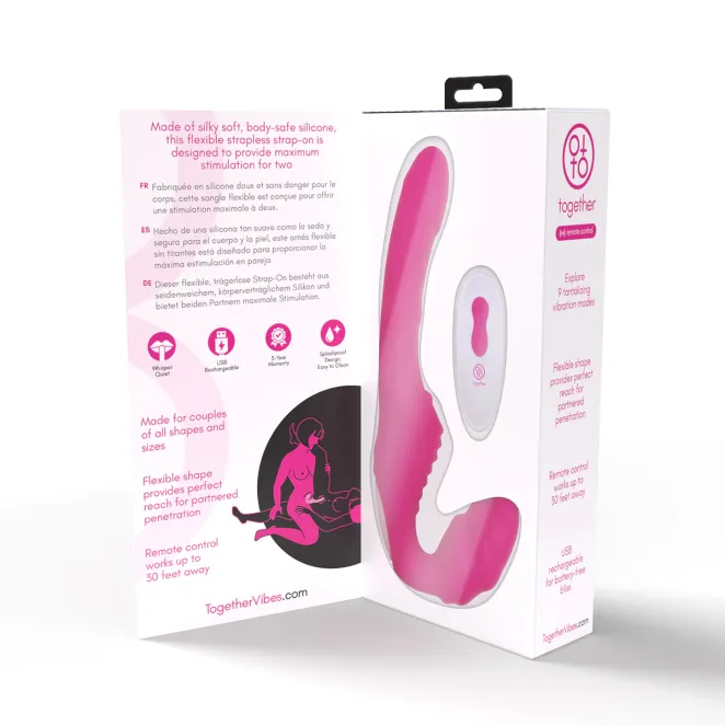 Together Toy Posable Rechargeable Vibrating Strapless Strap-On