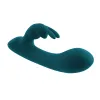 lil rabbit silicone mini dual stim vibrator deep teal