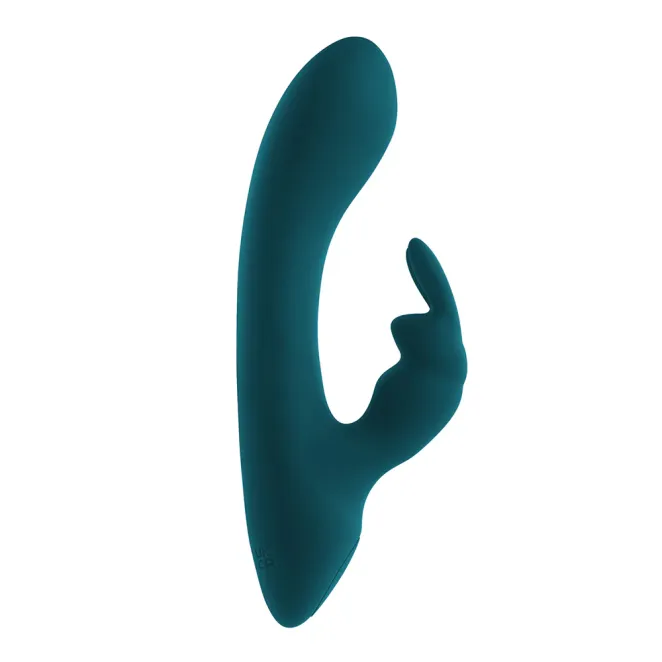 lil rabbit silicone mini dual stim vibrator deep teal