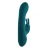 lil rabbit silicone mini dual stim vibrator deep teal