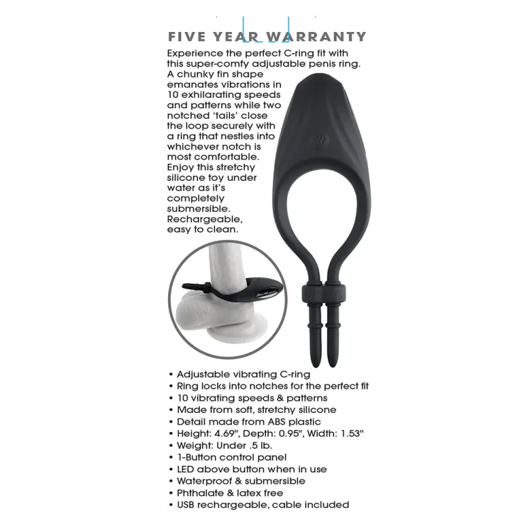 Perfect Fit Vibrating Silicone Lasso Cock Ring Perfect Fit Vibrating Silicone Lasso Cock Ring