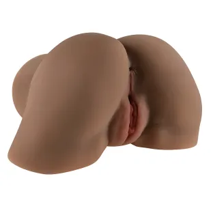 Rear Beauty Remote-Controlled Vibrating Sucking Dual Entry Masturbator Dark