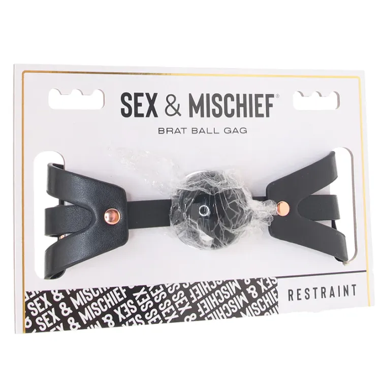 Brat Adjustable Silicone Ball Gag with Faux Leather Strap Brat Adjustable Silicone Ball Gag with Faux Leather Strap