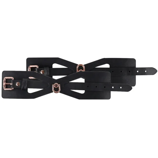Brat Faux Leather Handcuffs & Rose Gold Chain
