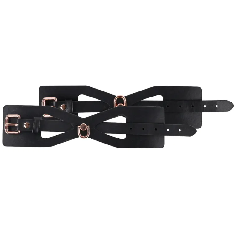 Brat Faux Leather Handcuffs & Rose Gold Chain Brat Faux Leather Handcuffs & Rose Gold Chain