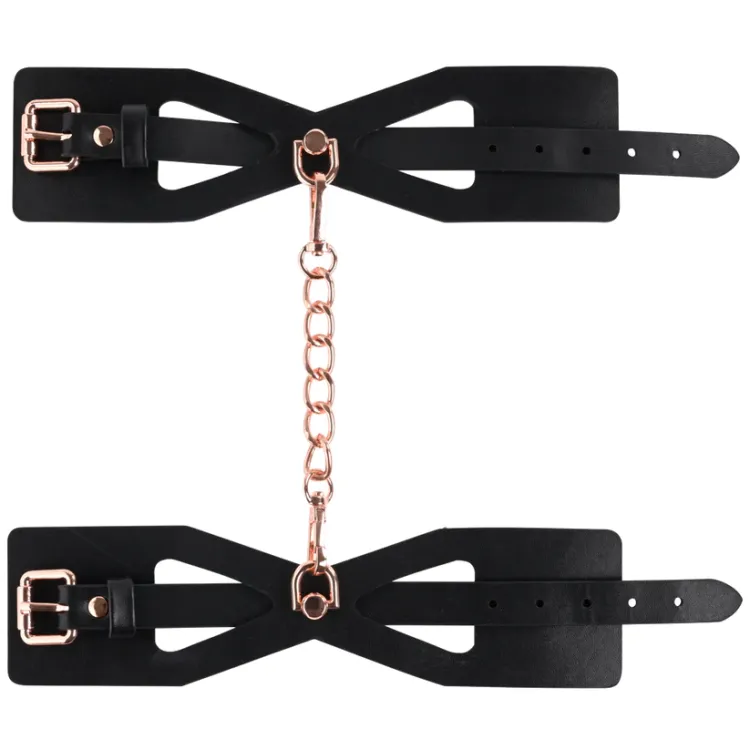 Brat Faux Leather Handcuffs & Rose Gold Chain Brat Faux Leather Handcuffs & Rose Gold Chain