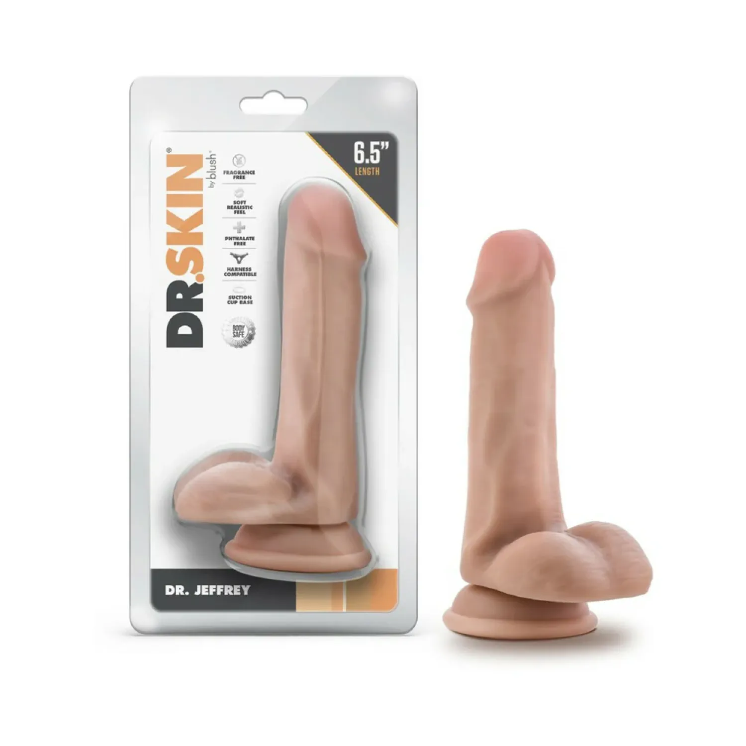 6.5 in. Realistic Dildo with Balls Beige