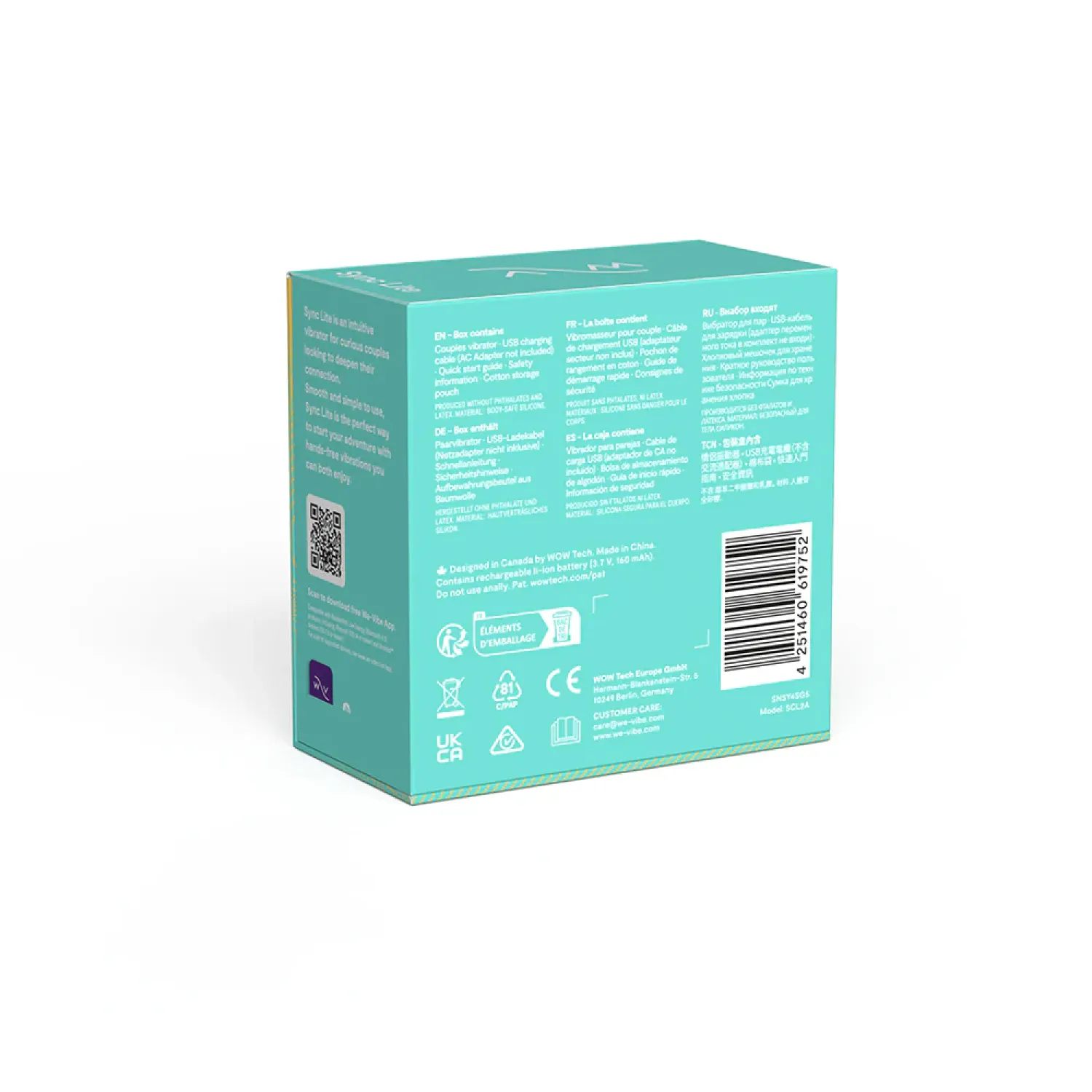 We-Vibe Sync Lite App-Controlled Couples Vibrator Aqua