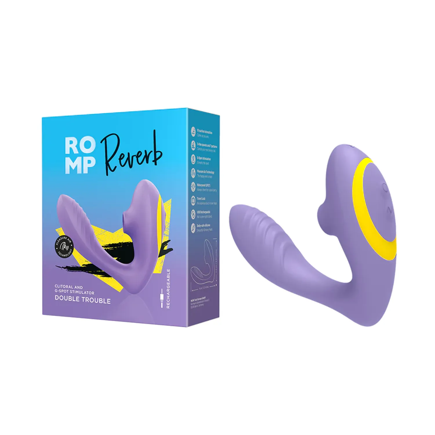 ROMP Reverb Pleasure Air & G-Spot Rabbit Vibrator Purple