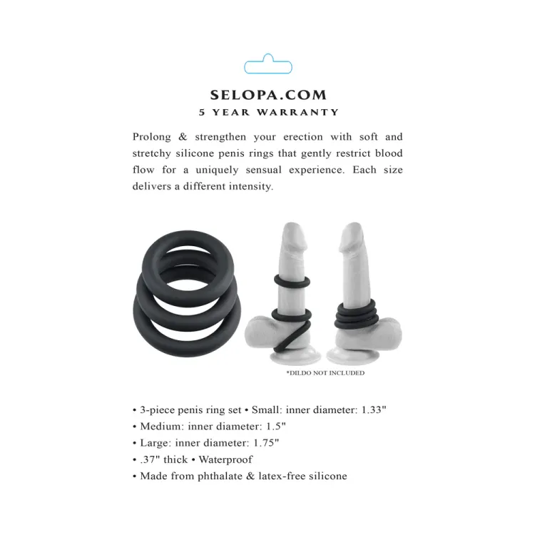Selopa 3 Ring Circus Cock Ring Set Silicone Black Selopa 3 Ring Circus Cock Ring Set Silicone Black