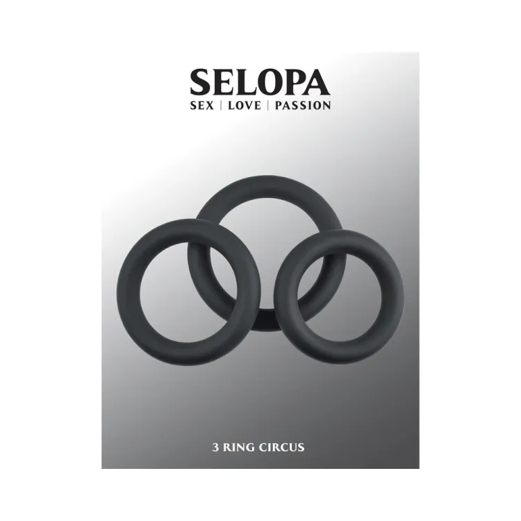 Selopa 3 Ring Circus Cock Ring Set Silicone Black Selopa 3 Ring Circus Cock Ring Set Silicone Black