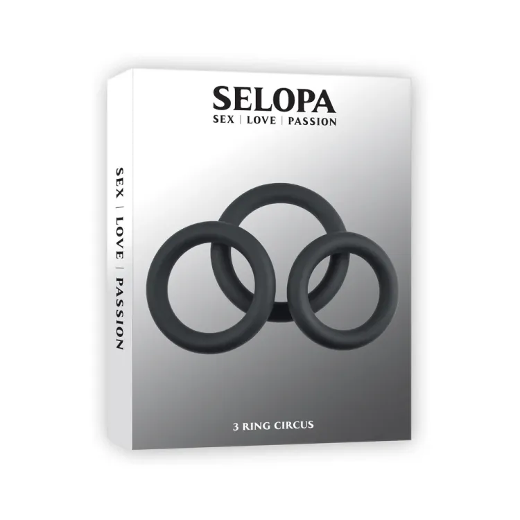 Selopa 3 Ring Circus Cock Ring Set Silicone Black Selopa 3 Ring Circus Cock Ring Set Silicone Black