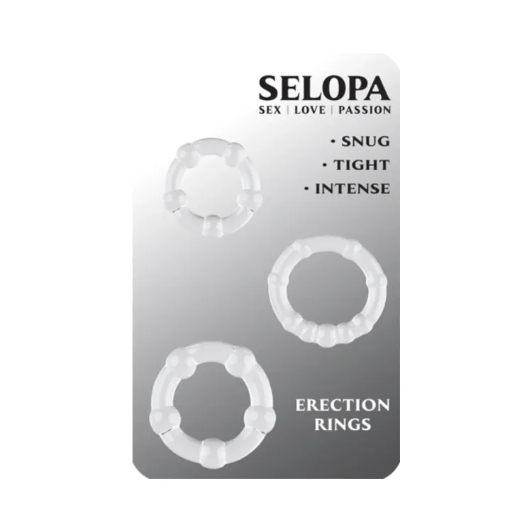 Selopa Erection Rings Cock Ring Set 3-Pc Clear Selopa Erection Rings Cock Ring Set 3-Pc Clear