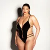 Oh La La Cheri Whipped Soft Cup Open Gusset Vinyl Teddy with Barbell Trim Oh La La Cheri Whipped Soft Cup Open Gusset Vinyl Teddy with Barbell Trim