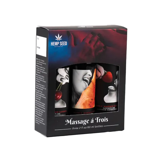 Earthly Body Massage-a-trois Edible Massage Lotion 3-Piece Gift Set Box 2 oz. (87887) | SlipDix.com