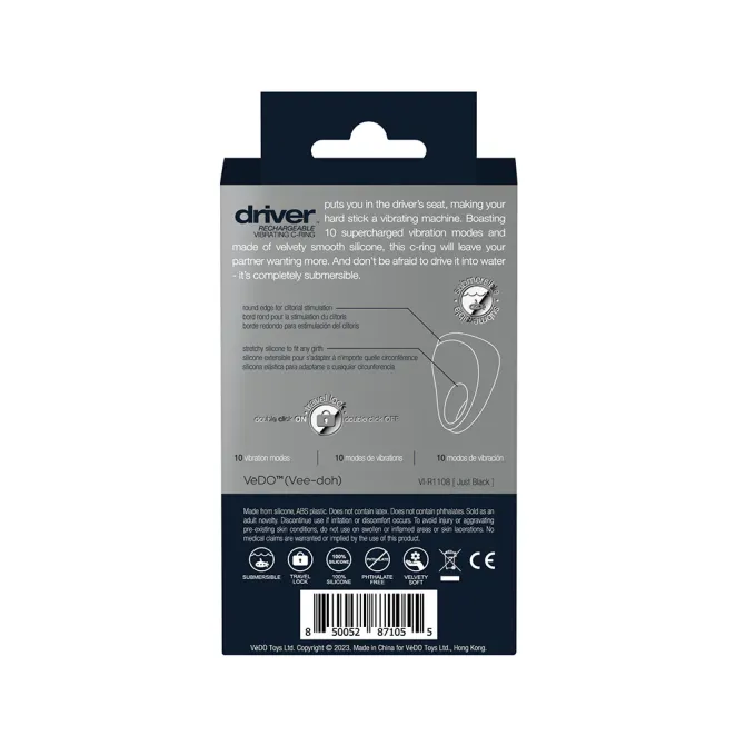 VeDO Driver Rechargeable Vibrating Cock Ring Black