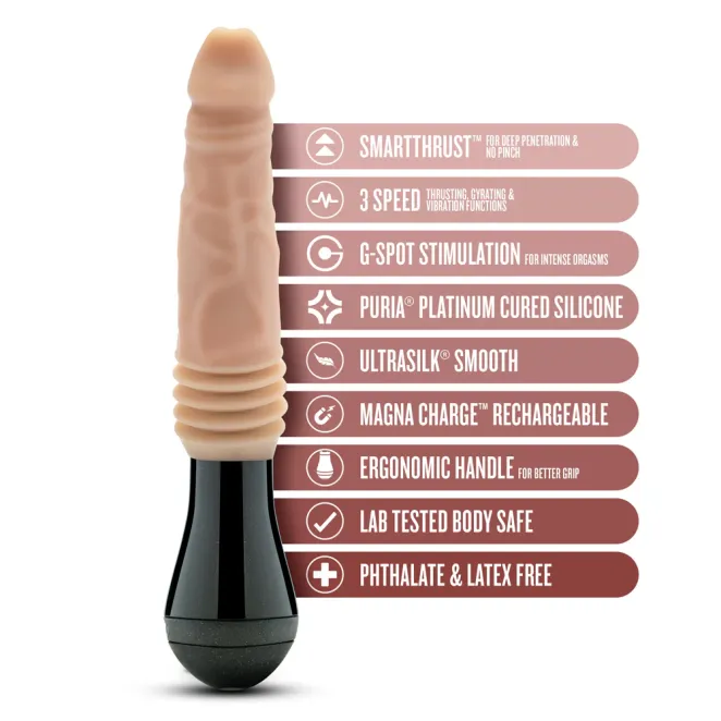 5 Inch Thrusting Gyrating Vibrating Dildo Beige