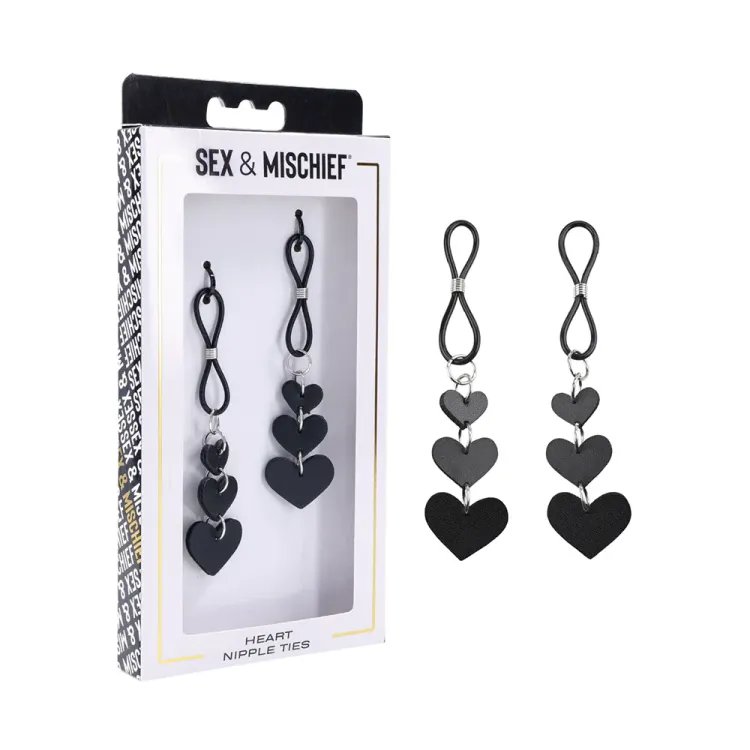 Adjustable Faux Leather Heart Nipple Ties Adjustable Faux Leather Heart Nipple Ties