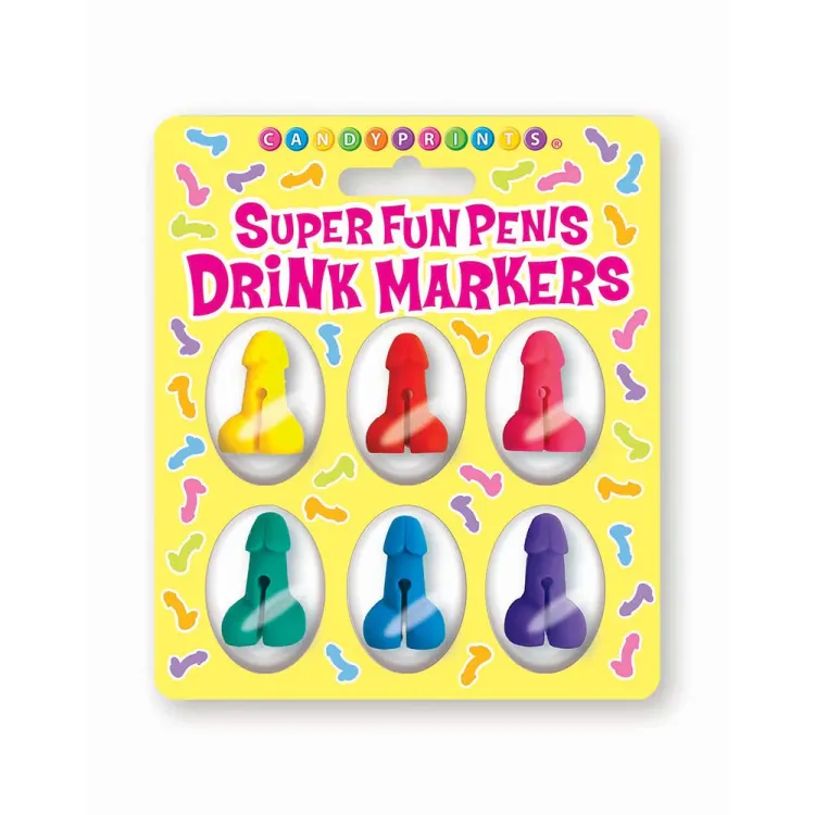 Super Fun Penis Drink Markers 6-Piece Set (88675) by Little Genie Productions | Bachelorette Party Gifts | SlipDix.com Super Fun Penis Drink Markers 6-Piece Set (88675) | SlipDix.com