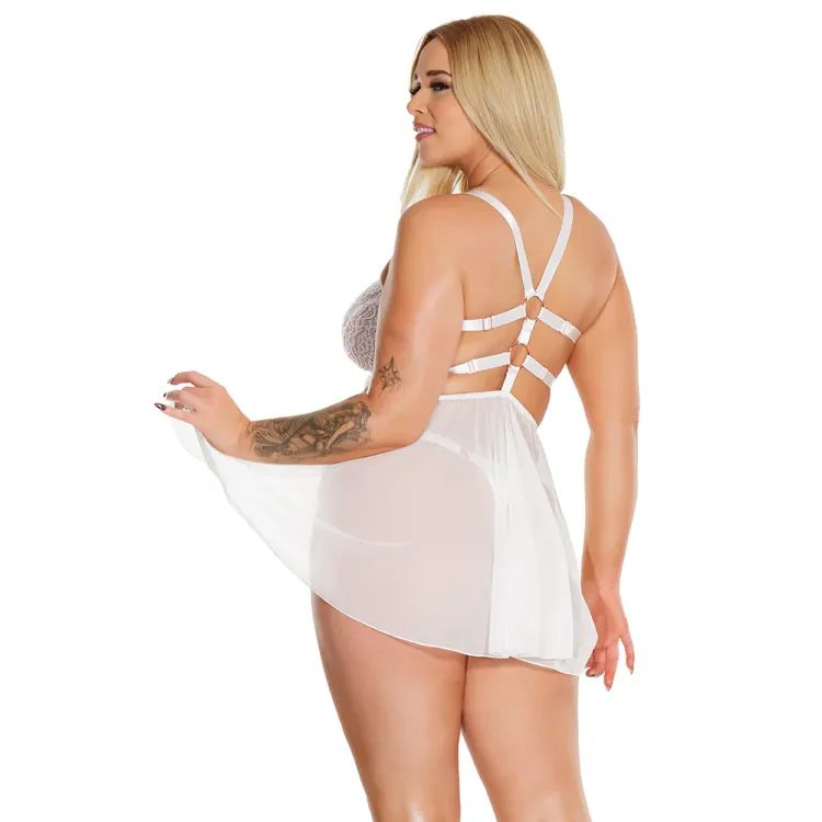 Coquette Pleasure Collection Babydoll and Thong White