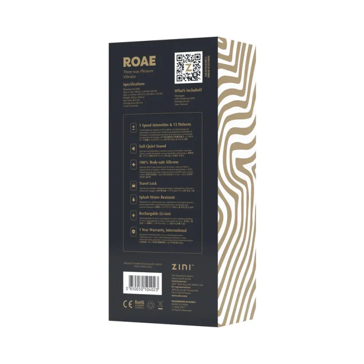 Zini Roae SE Black/Gold Triple-Stimulation Rabbit Vibrator Zini Roae SE Black/Gold Triple-Stimulation Rabbit Vibrator