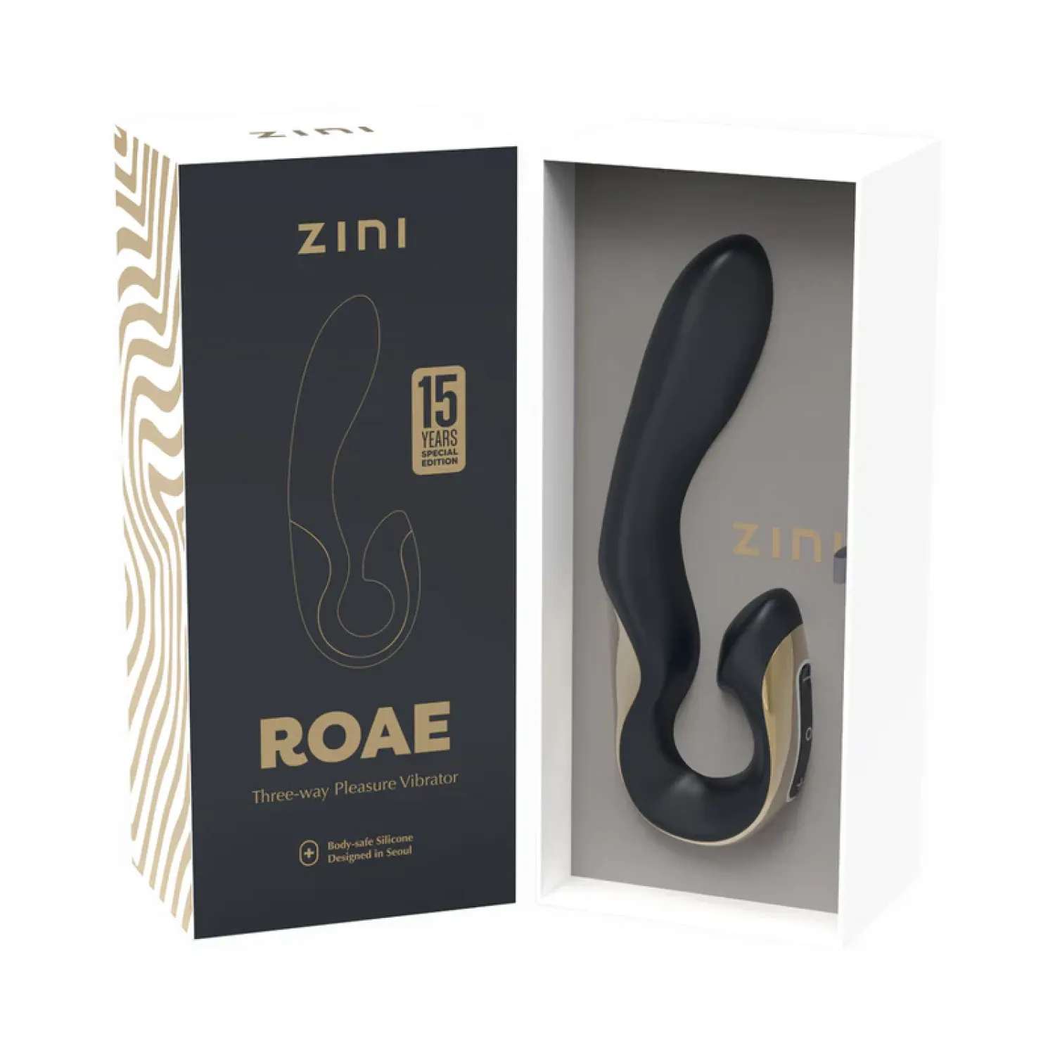 Zini Roae SE Black/Gold Triple-Stimulation Rabbit Vibrator