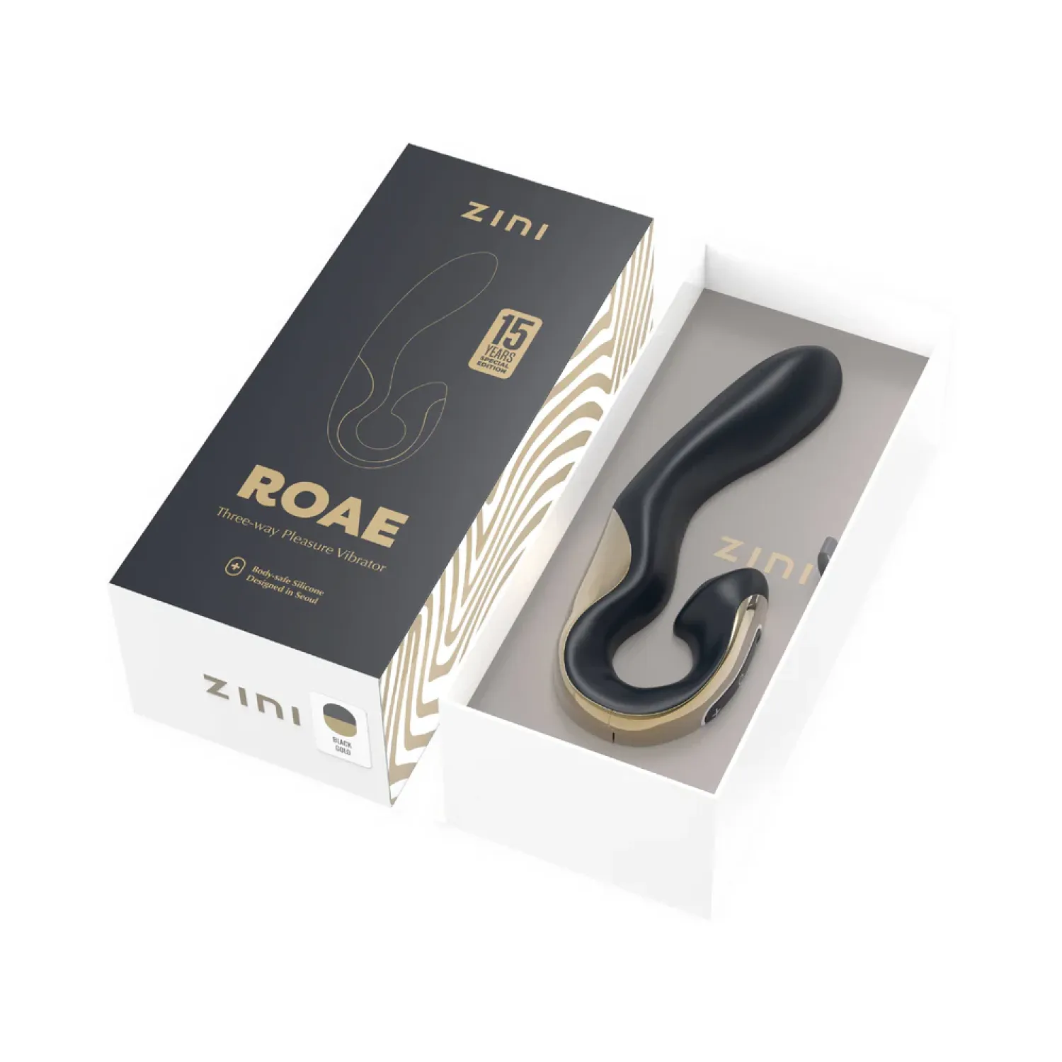 Zini Roae SE Black/Gold Triple-Stimulation Rabbit Vibrator