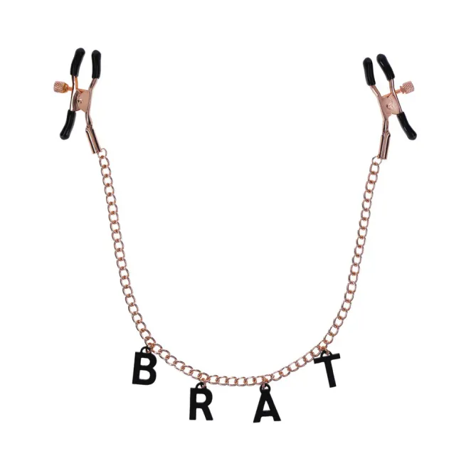 Brat Charmed Adjustable Nipple Clamps with Rose Gold Chain