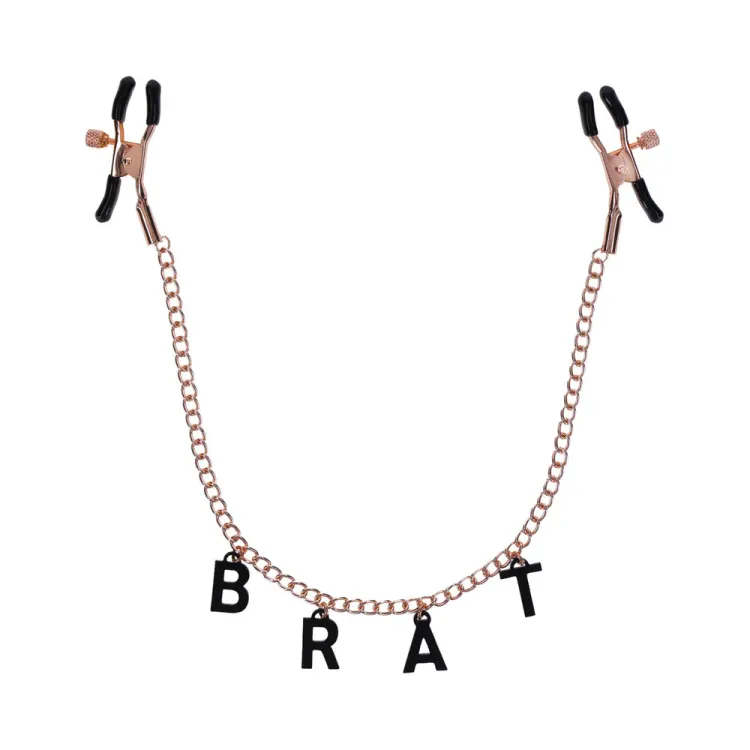 Brat Charmed Adjustable Nipple Clamps with Rose Gold Chain Brat Charmed Adjustable Nipple Clamps with Rose Gold Chain
