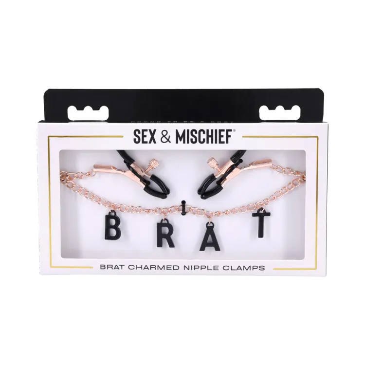 Brat Charmed Adjustable Nipple Clamps with Rose Gold Chain Brat Charmed Adjustable Nipple Clamps with Rose Gold Chain