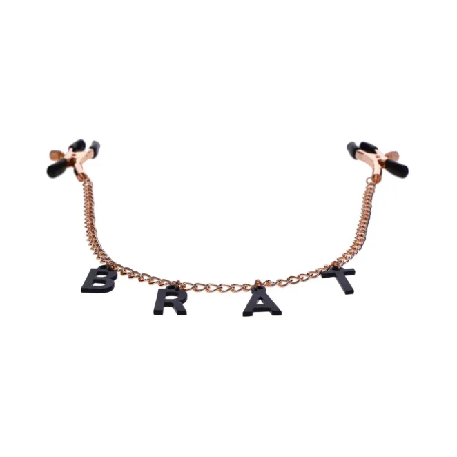 Brat Charmed Adjustable Nipple Clamps with Rose Gold Chain