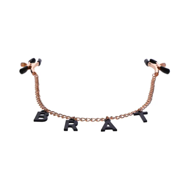 Brat Charmed Adjustable Nipple Clamps with Rose Gold Chain Brat Charmed Adjustable Nipple Clamps with Rose Gold Chain