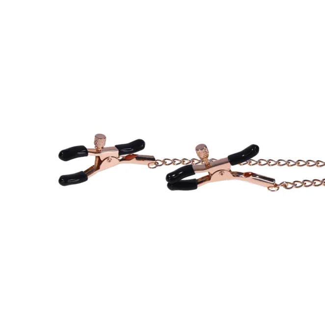Brat Charmed Adjustable Nipple Clamps with Rose Gold Chain