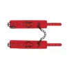 Amor Red Vegan Leather Handcuffs with Black Heart Accent