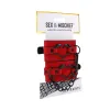 Amor Red Vegan Leather Handcuffs with Black Heart Accent