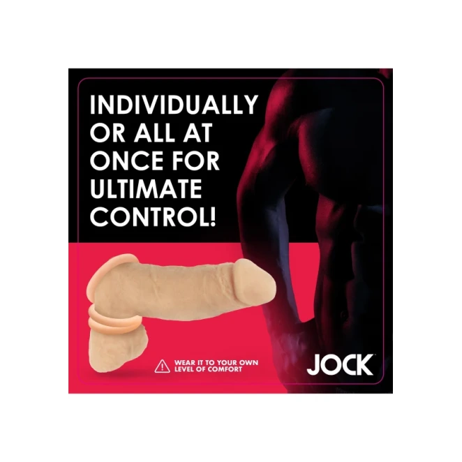 Jock Silicone Cock Ring Set Flesh Tone (3 Piece)