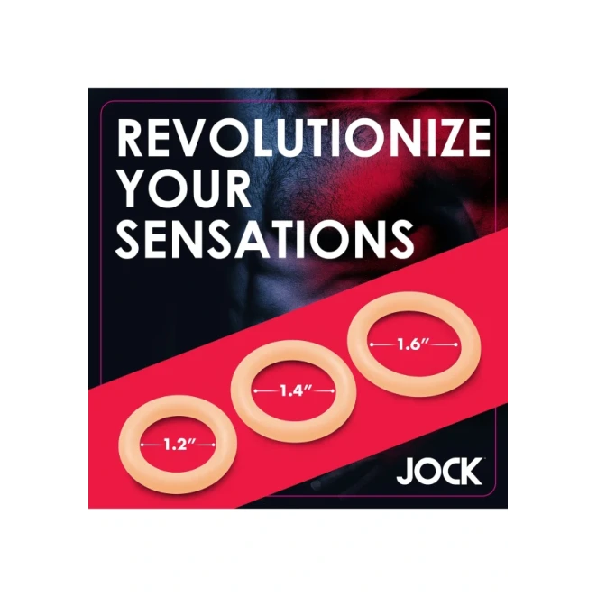 Jock Silicone Cock Ring Set Flesh Tone (3 Piece)