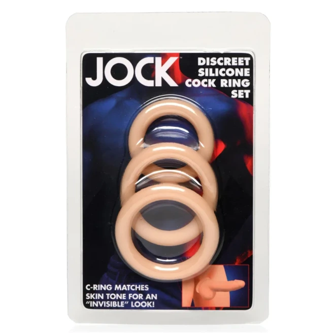 Jock Silicone Cock Ring Set Flesh Tone (3 Piece)