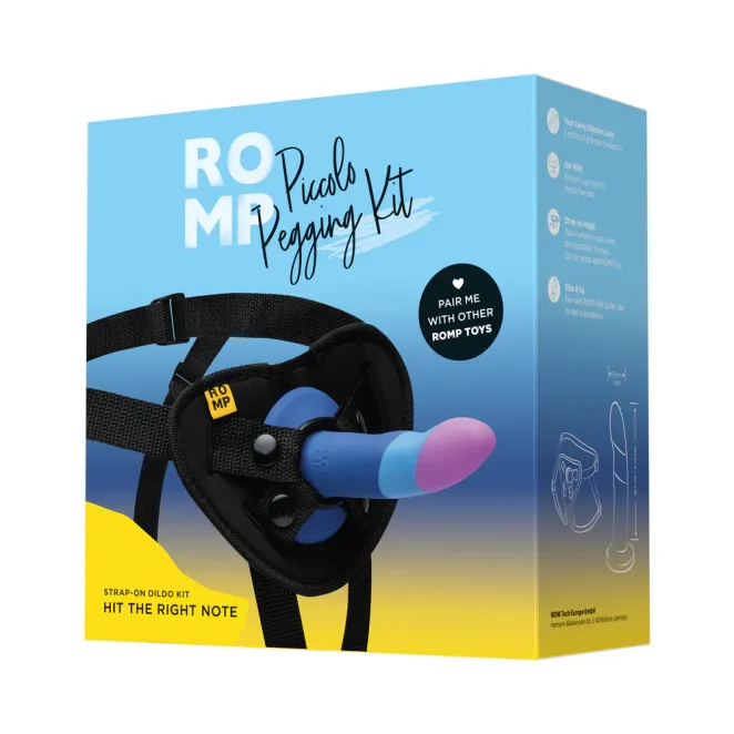 ROMP Piccolo Pegging Strap-On Kit with Harness & 5.5 Inch Silicone Dildo