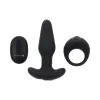 Teamwork Vibrating Anal Plug & Cock Ring Set with Remote Black Teamwork Vibrating Anal Plug & Cock Ring Set with Remote Black